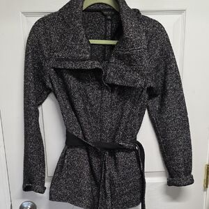 Ann Taylor Charcoal Tweed Trench Coat